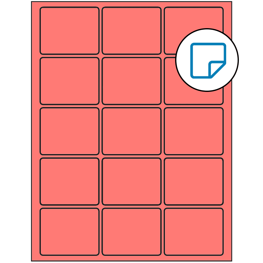 2.5" x 2" Fluorescent Red Rectangular Sheet Labels - Removable Adhesive