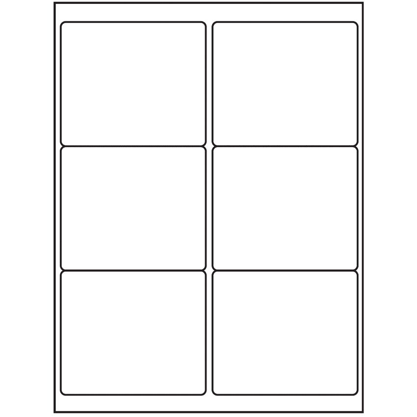 4" x 3.33" White Polyester Rectangular Sheet Labels (6-UP)