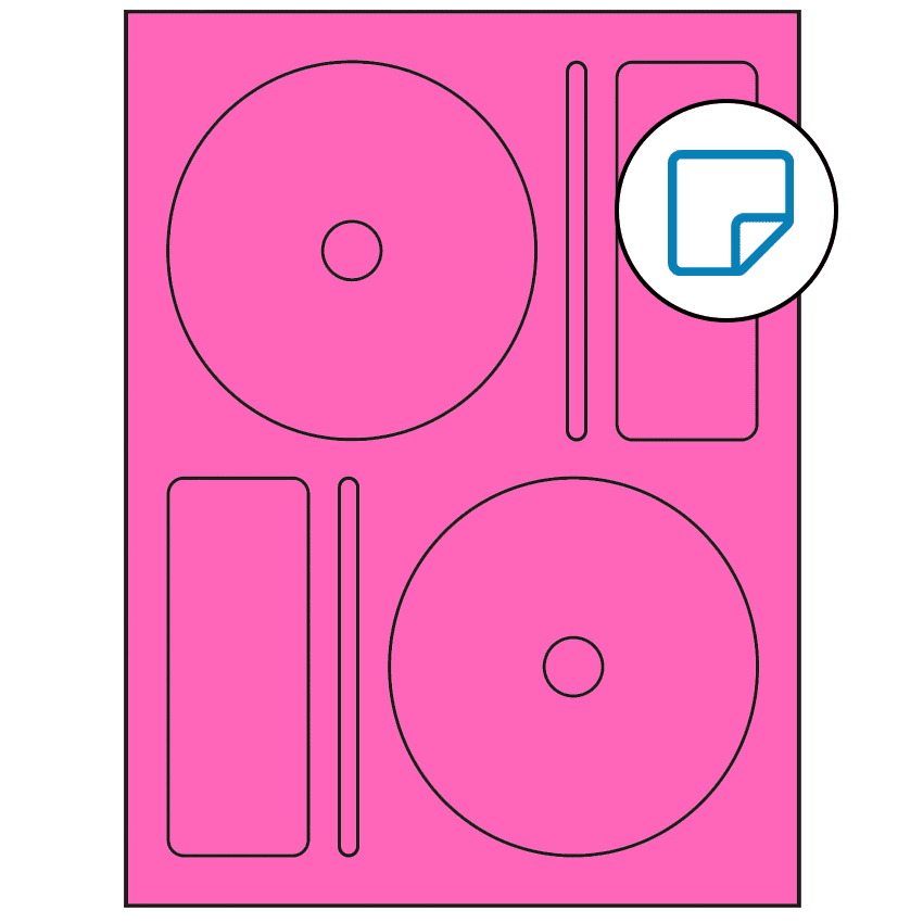 4.656" x 4.656" Fluorescent Pink Sheet Labels - Removable Adhesive
