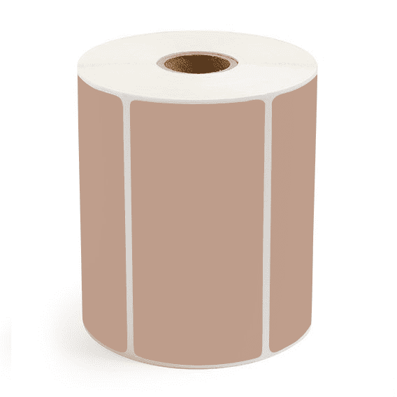 3" x 2" Brown - Thermal Transfer Labels - 1" Core - Removable Adhesive