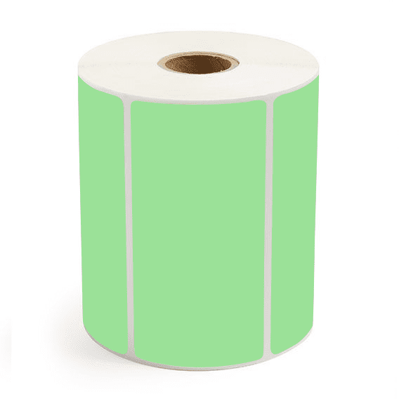 3" x 2" Fluorescent Green - Direct Thermal Labels - 1" Core - Freezer Grade Adhesive