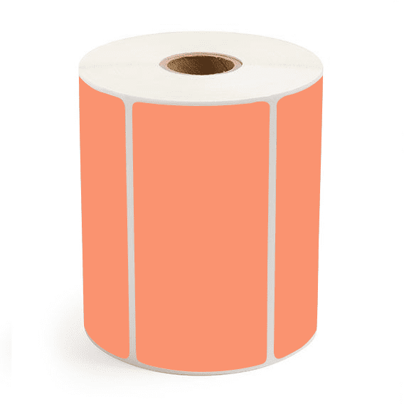 3" x 2" Orange - Thermal Transfer Labels - 1" Core - Removable Adhesive