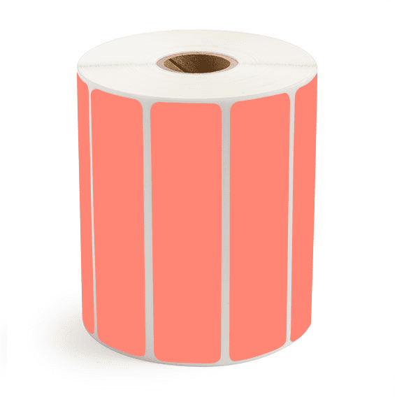 4" x 1" Fluorescent Red - Direct Thermal Labels - 1" Core - Removable Adhesive