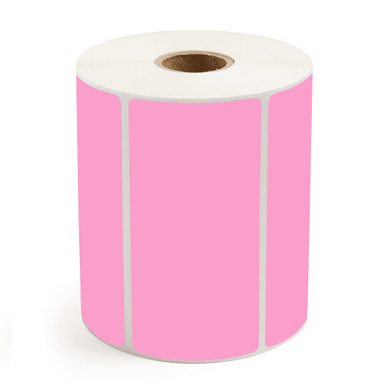 4" x 2" Hot Pink - Thermal Transfer Labels - 1" Core - Freezer Grade Adhesive