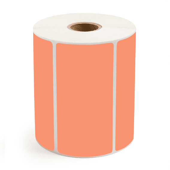 4" x 2" Orange - Direct Thermal Labels - 1" Core - Freezer Grade Adhesive