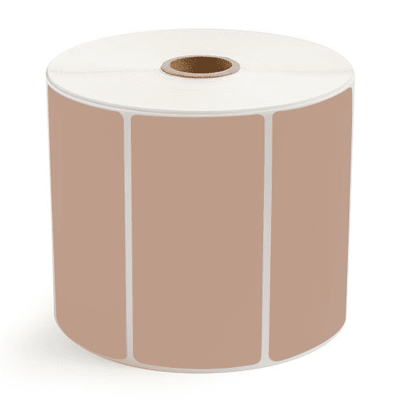 4" x 2" Brown - Direct Thermal Labels - 1" Core / 5" Outer Diameter - Freezer Grade Adhesive