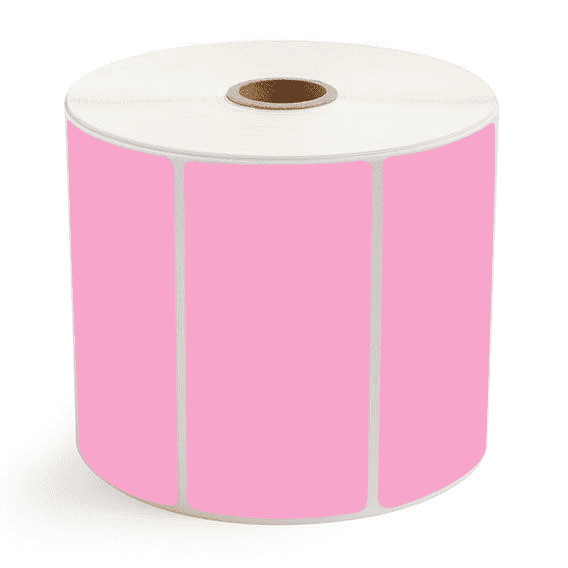 4" x 2" Hot Pink - Direct Thermal Labels - 1" Core / 5" Outer Diameter - Freezer Grade Adhesive