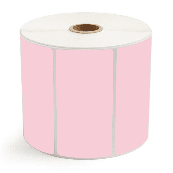 4" x 2" Pink - Direct Thermal Labels - 1" Core / 5" Outer Diameter - Acrylic