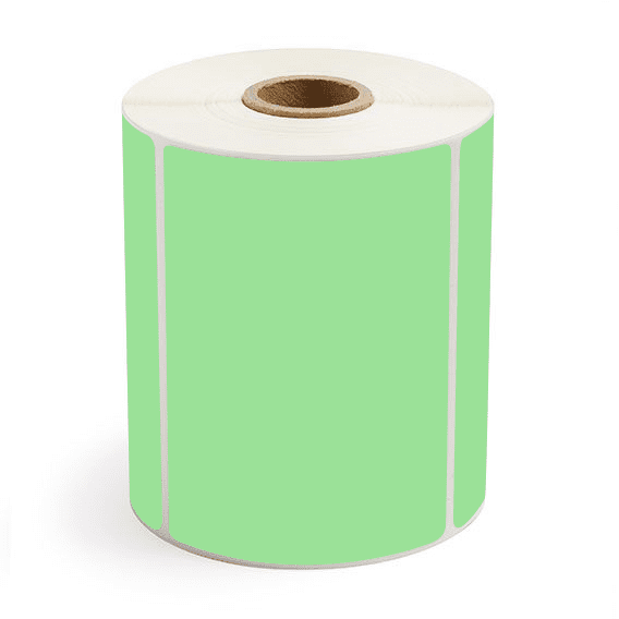 4" x 3" Fluorescent Green - Thermal Transfer Labels - 1" Core - Removable Adhesive