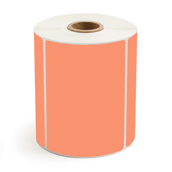 4" x 3" Orange - Direct Thermal Labels - 1" Core - Removable Adhesive