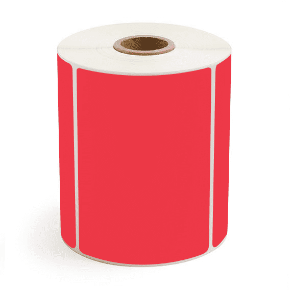 4" x 3" Red - Direct Thermal Labels - 1" Core - Removable Adhesive