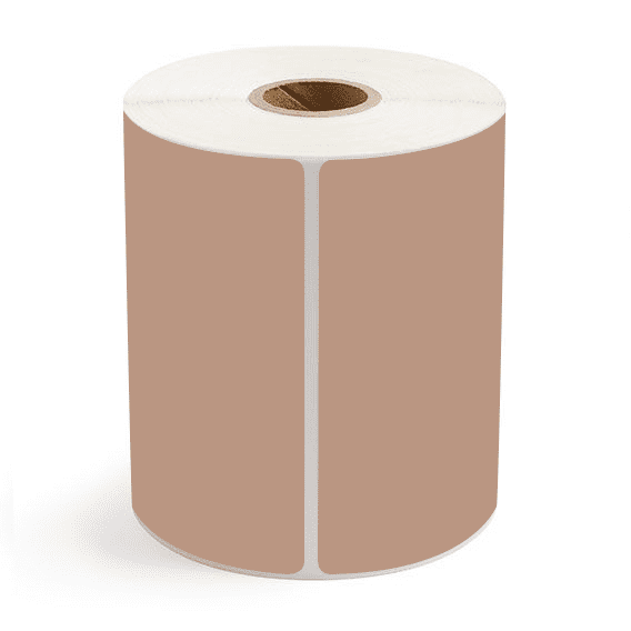 4" x 4" Brown - Thermal Transfer Labels - 1" Core - Removable Adhesive