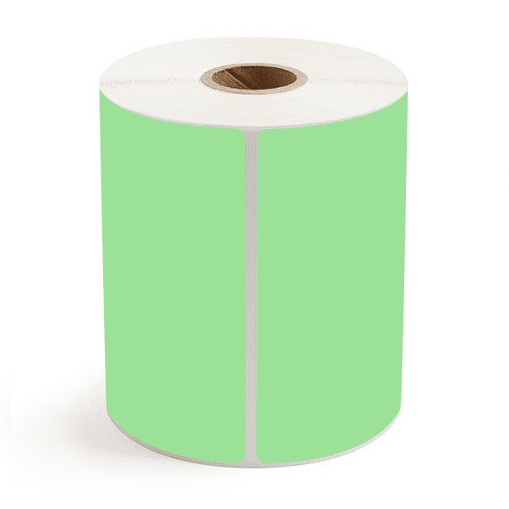 4" x 4" Fluorescent Green - Direct Thermal Labels - 1" Core - Acrylic