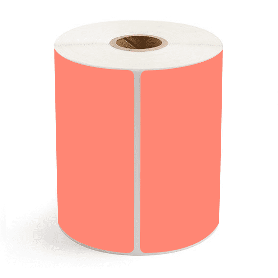 4" x 6.5" Fluorescent Red - Direct Thermal Labels - 1" Core - Acrylic