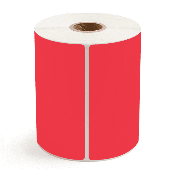 4" x 8" Red - Thermal Transfer Labels - 1" Core - Acrylic