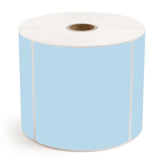 4" x 4" Blue - Thermal Transfer Labels - 1" Core / 5" Outer Diameter - Removable Adhesive