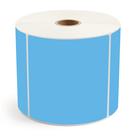 4" x 4" Dark Blue - Thermal Transfer Labels - 1" Core / 5" Outer Diameter - Removable Adhesive
