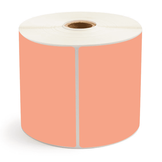 4" x 6" Fluorescent Orange - Thermal Transfer Labels - 1" Core / 5" Outer Diameter (No Perf) - Freezer Grade Adhesive