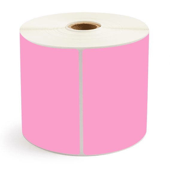 4" x 6.5" Hot Pink - Thermal Transfer Labels - 1" Core / 5" Outer Diameter - Removable Adhesive