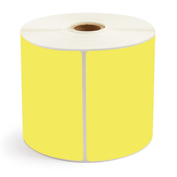 4" x 6" Yellow - Direct Thermal Labels - 1" Core / 5" Outer Diameter - Acrylic