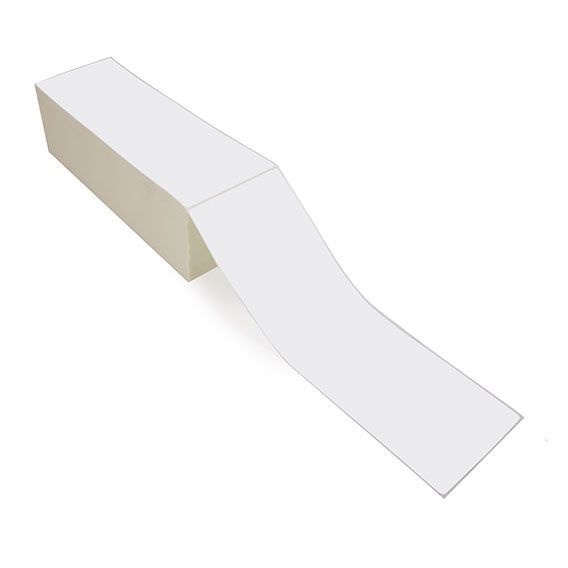 4" x 12" White - Direct Thermal Labels - Fanfold - Freezer Grade Adhesive