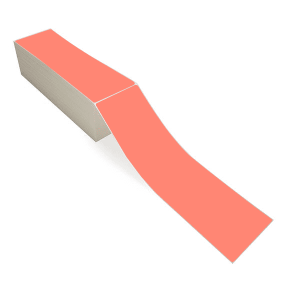 4" x 13" Fluorescent Red - Direct Thermal Labels - Fanfold - Freezer Grade Adhesive