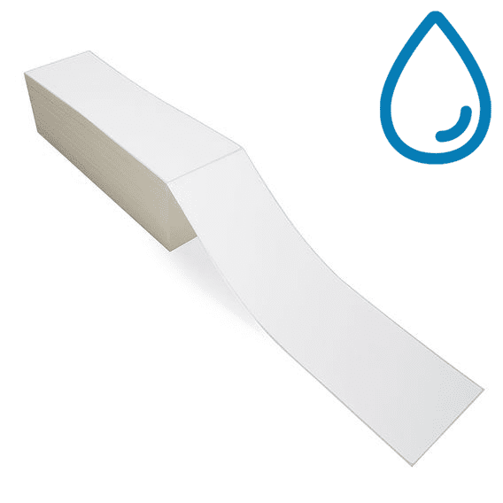 4" x 13" Polypropylene - Thermal Transfer Labels - Fanfold - Freezer Grade Adhesive