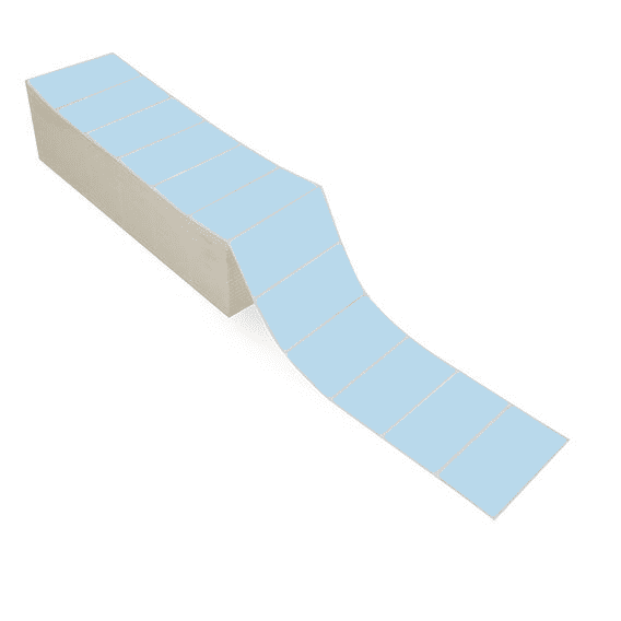 4" x 2" Blue - Direct Thermal Labels - Fanfold - Freezer Grade Adhesive