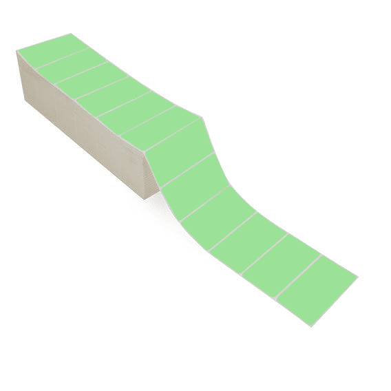 4" x 2" Fluorescent Green - Direct Thermal Labels - Fanfold - Removable Adhesive