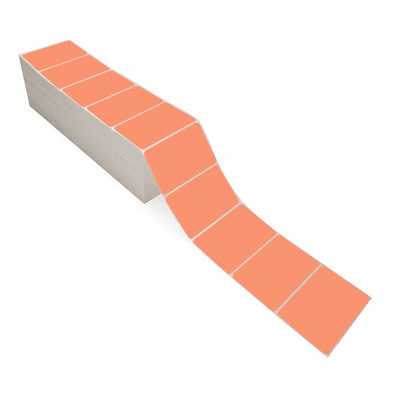 4" x 2.5" Orange - Direct Thermal Labels - Fanfold - Freezer Grade Adhesive