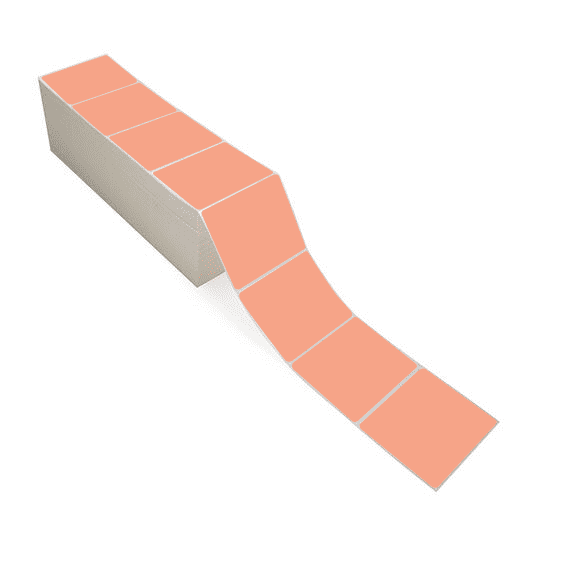 4" x 3" Fluorescent Orange - Thermal Transfer Labels - Fanfold - Removable Adhesive
