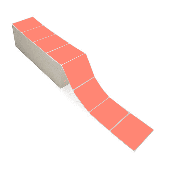 4" x 3" Fluorescent Red - Direct Thermal Labels - Fanfold