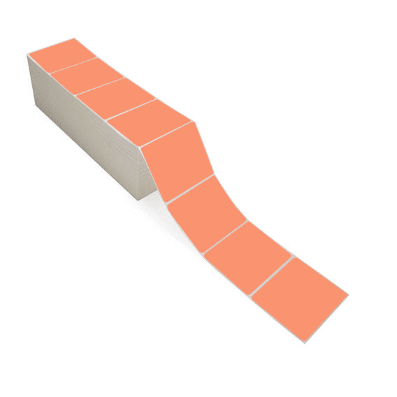 4" x 3" Orange - Direct Thermal Labels - Fanfold - Acrylic