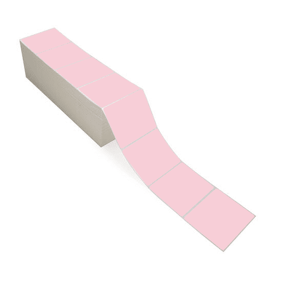 4" x 3" Pink - Thermal Transfer Labels - Fanfold - Removable Adhesive