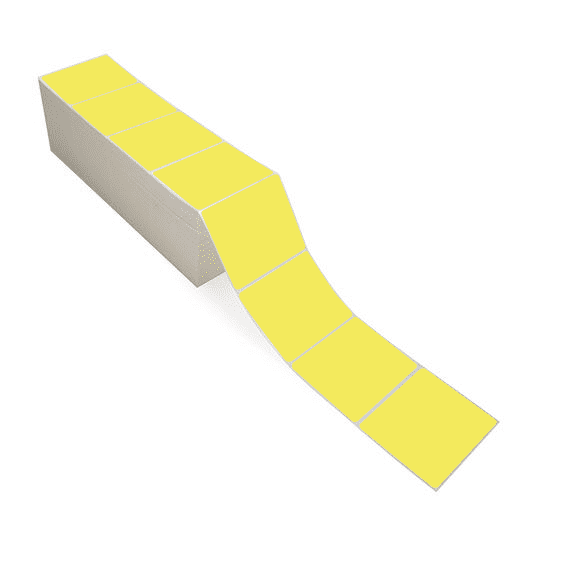 4" x 3" Yellow - Direct Thermal Labels - Fanfold