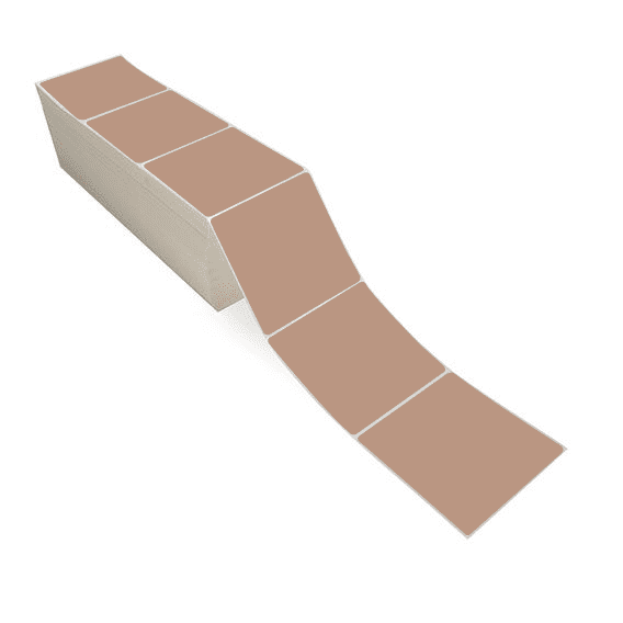 4" x 4" Brown - Thermal Transfer Labels - Fanfold - Acrylic