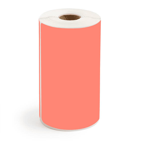 4" x 6" Fluorescent Red - Direct Thermal Labels - 0.75" Core / 2.2" Outer Diameter - Acrylic