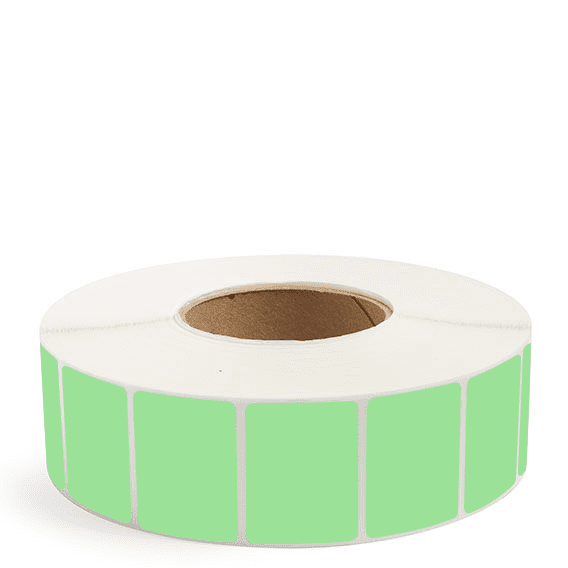2" x 1.5" Fluorescent Green - Thermal Transfer Labels - 3" Core - Removable Adhesive
