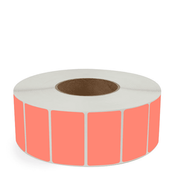 2.5" x 1.5" Fluorescent Red - Thermal Transfer Labels - 3" Core - Freezer Grade Adhesive