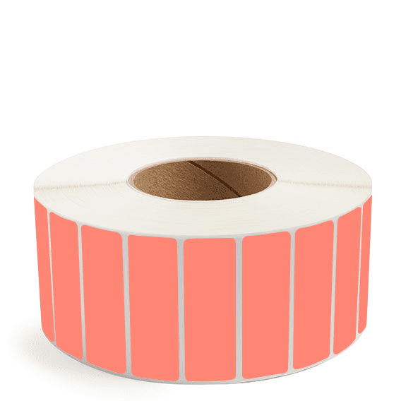 3" x 1" Fluorescent Red - Direct Thermal Labels - 3" Core - Removable Adhesive