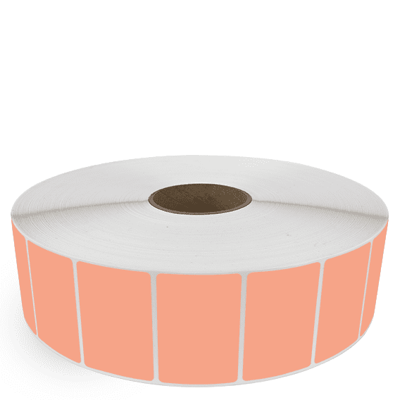 3" x 2" Fluorescent Orange - Thermal Transfer Labels - 3" Core / 12" Outer Diameter (No Perf) - Freezer Grade Adhesive