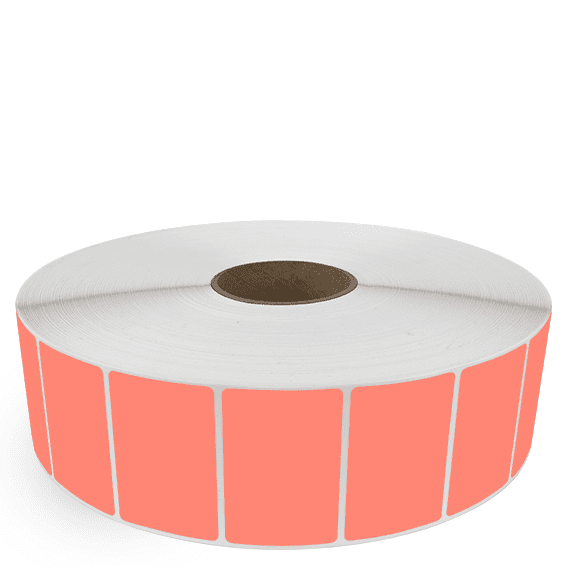 3" x 2" Fluorescent Red - Thermal Transfer Labels - 3" Core / 12" Outer Diameter (No Perf)