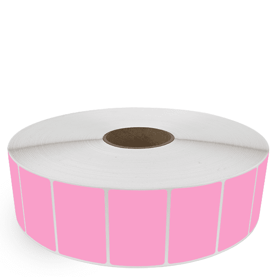 3" x 2" Hot Pink - Thermal Transfer Labels - 3" Core / 12" Outer Diameter (No Perf) - Removable Adhesive