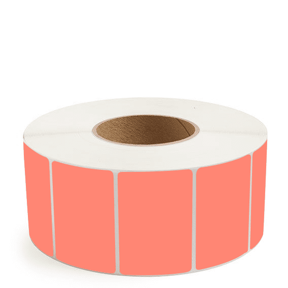 3" x 2" Fluorescent Red - Direct Thermal Labels - 3" Core - Freezer Grade Adhesive