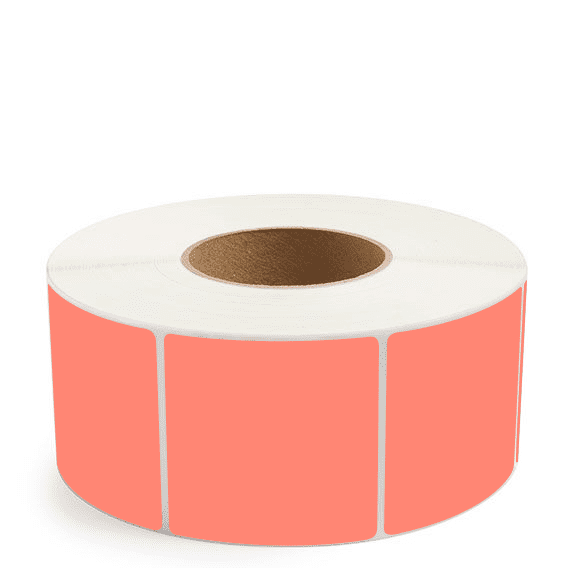 3" x 3" Fluorescent Red - Direct Thermal Labels - 3" Core