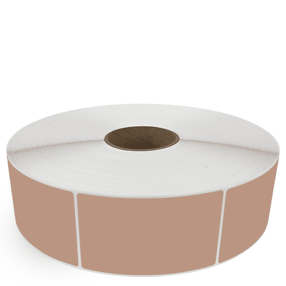 3" x 5" Brown - Thermal Transfer Labels - 3" Core / 12" Outer Diameter (No Perf) - Freezer Grade Adhesive