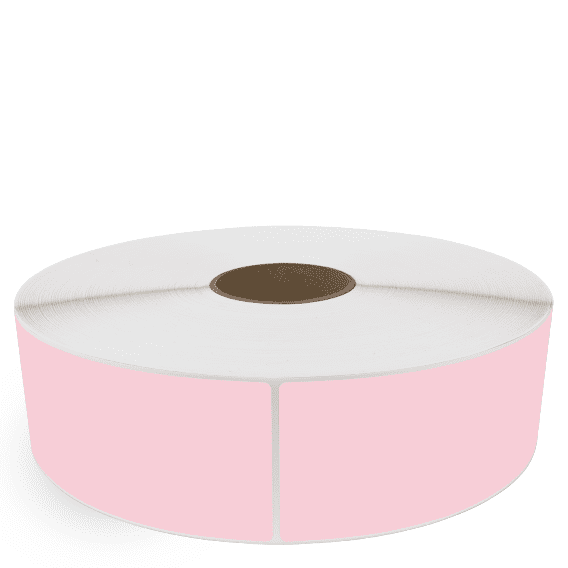 3" x 10" Pink - Thermal Transfer Labels - 3" Core / 12" Outer Diameter (No Perf) - Freezer Grade Adhesive