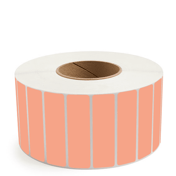 3.5" x 1" Fluorescent Orange - Direct Thermal Labels - 3" Core - Freezer Grade Adhesive