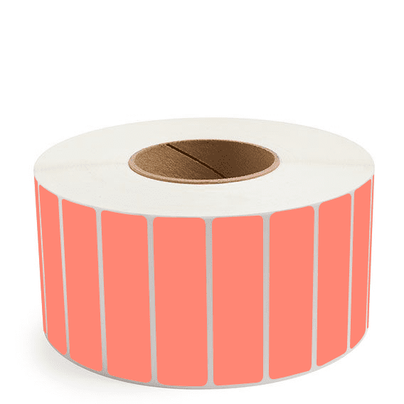 3.5" x 1" Fluorescent Red - Direct Thermal Labels - 3" Core - Freezer Grade Adhesive