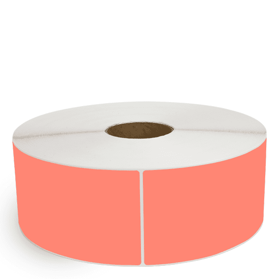 4" x 13" Fluorescent Red - Thermal Transfer Labels - 3" Core / 12" Outer Diameter (No Perf) - Freezer Grade Adhesive